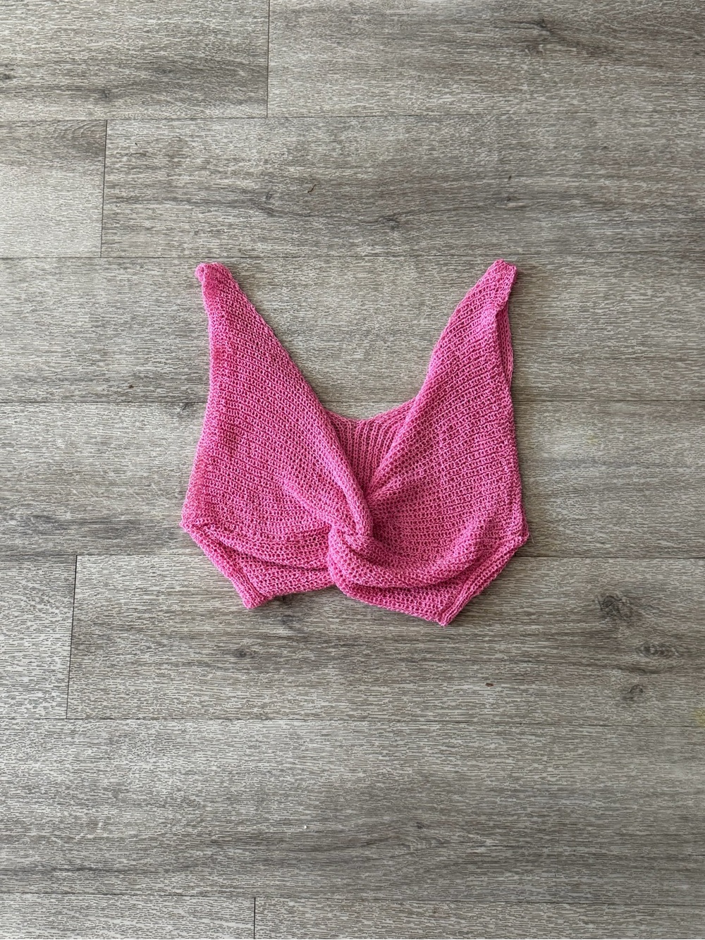 Pink Knotted Knit Crop Tank Top - Women